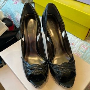 Black & Beautiful Platform Open Toe Stilettos